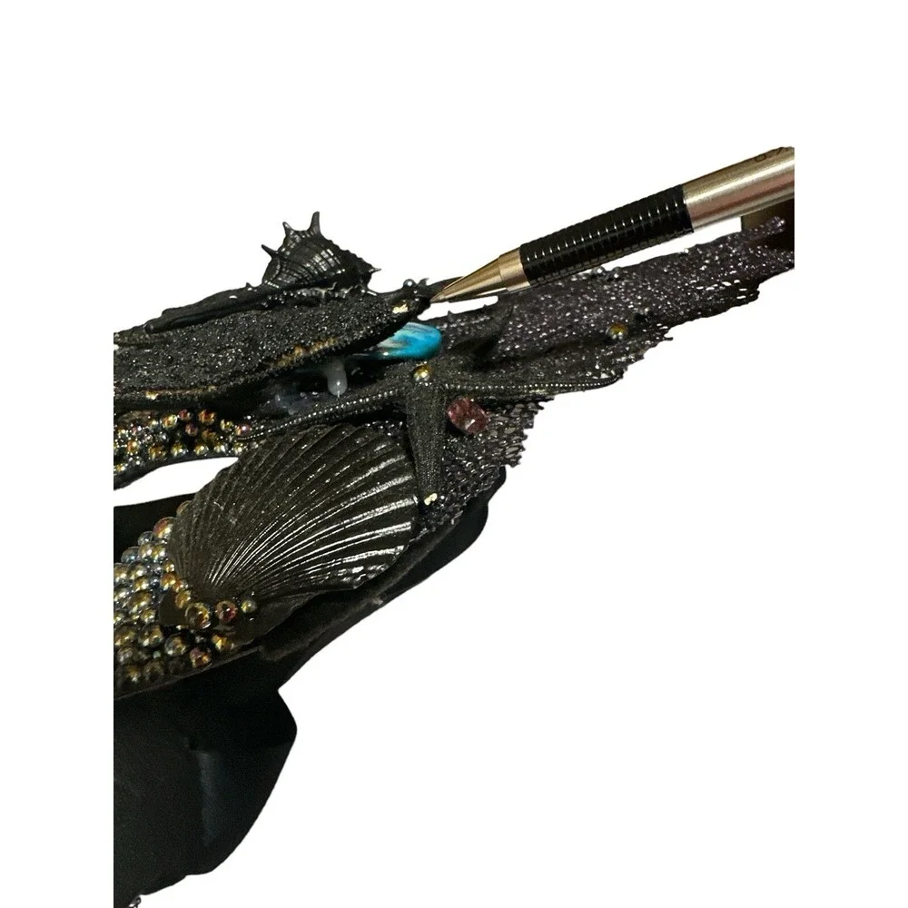 Masquerade Under The Ocean Little Mermaid Seashell Girl Black Mask Ribbon Tie